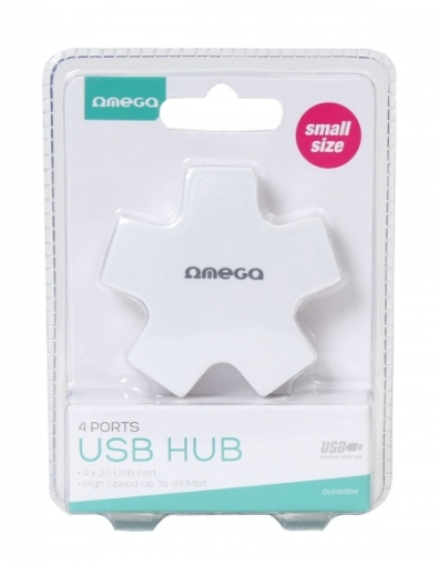 Хъб Omega USB 2.0 4 порта - бял
